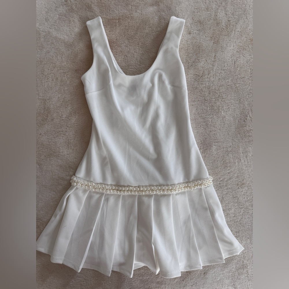 White Dress with Pearl Detail